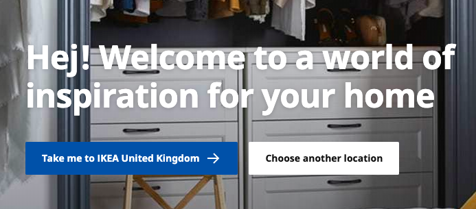 Ikea website country selector