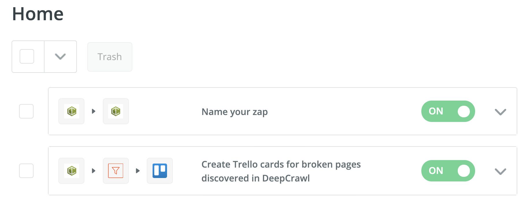 DeepCrawl Zapier