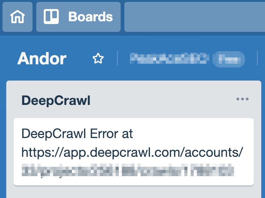 DeepCrawl issue in Trello