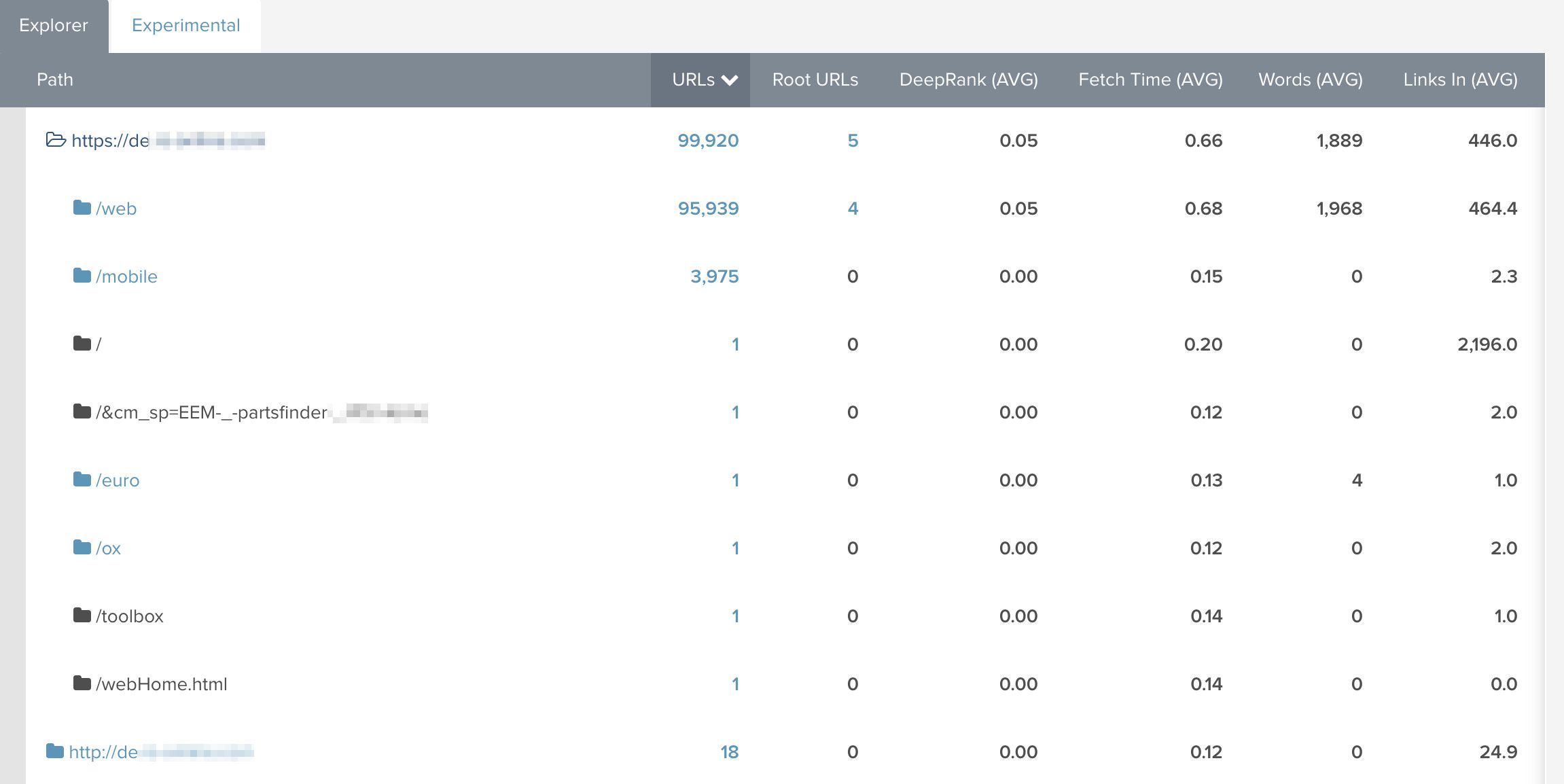 DeepCrawl Site Explorer