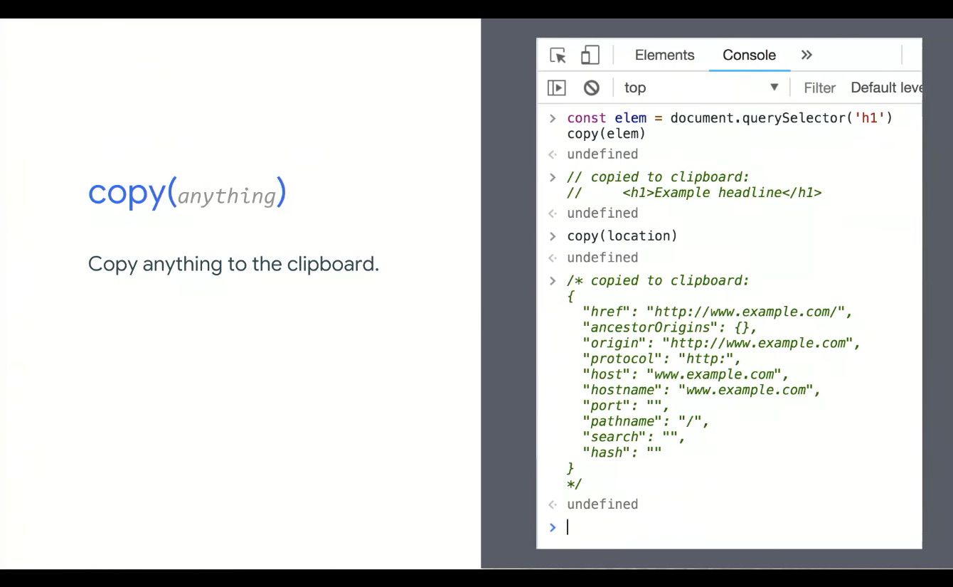 Chrome DevTools copy anything to clipboard