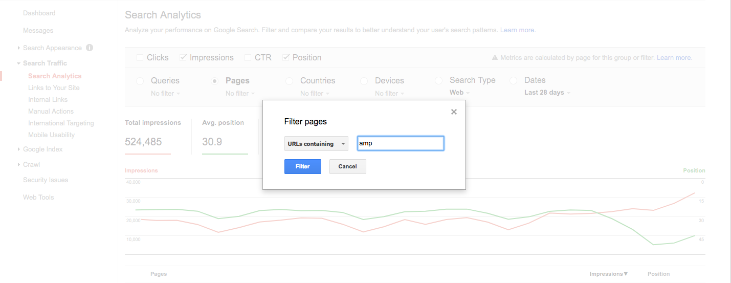 gsc search analytics amp pages