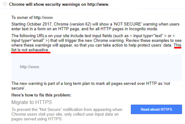 Chrome's Not Secure Message