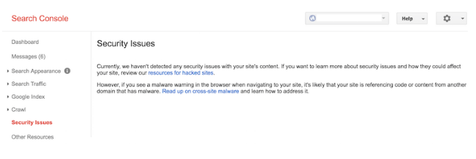 security warning in google search console