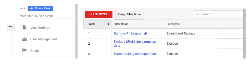 GA filter order