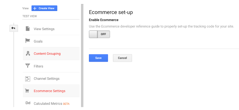 GA Ecommerce set up