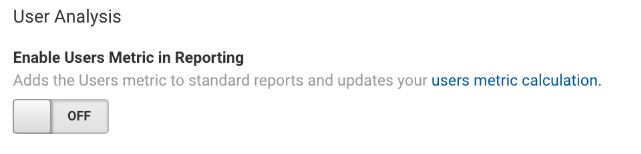 GA enable user metrics