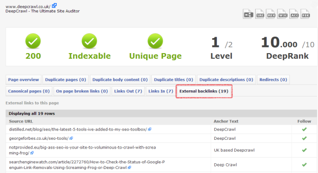 audit backlink data deepcrawl