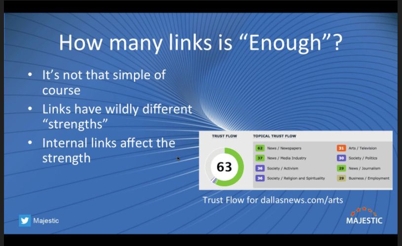 A screenshot of the Majestic Trust Flow score in action