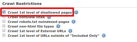 deepcrawl crawl 1st level disallowed setting