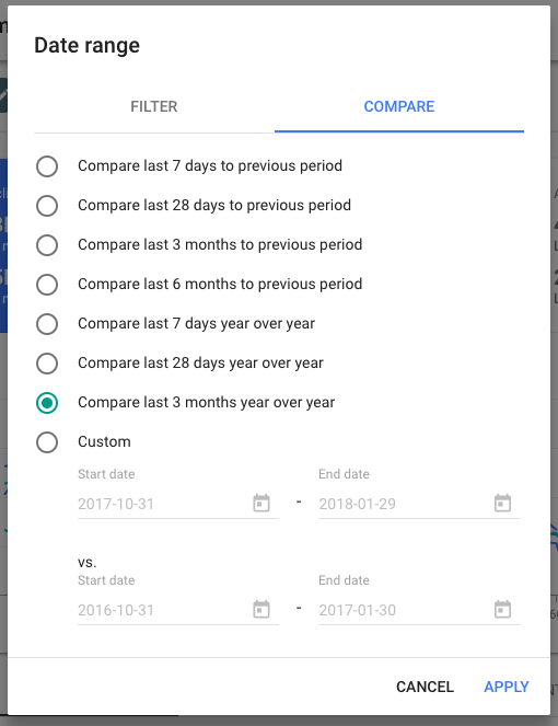 gsc date selector