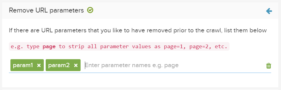 dc2 crawl setup remove parameters