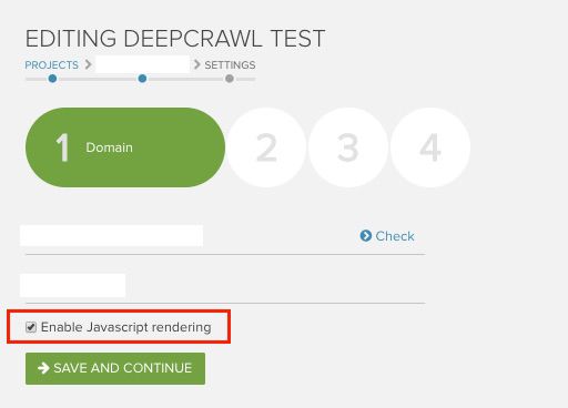 Enabling JavaScript rendering in DeepCrawl