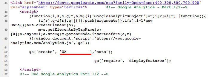 Example of Google Analytics tracking code
