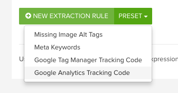 DeepCrawl Google Analytics Tracking Code custom extraction