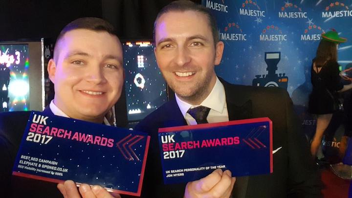 Jon with his UK Search Personality of the Year award
