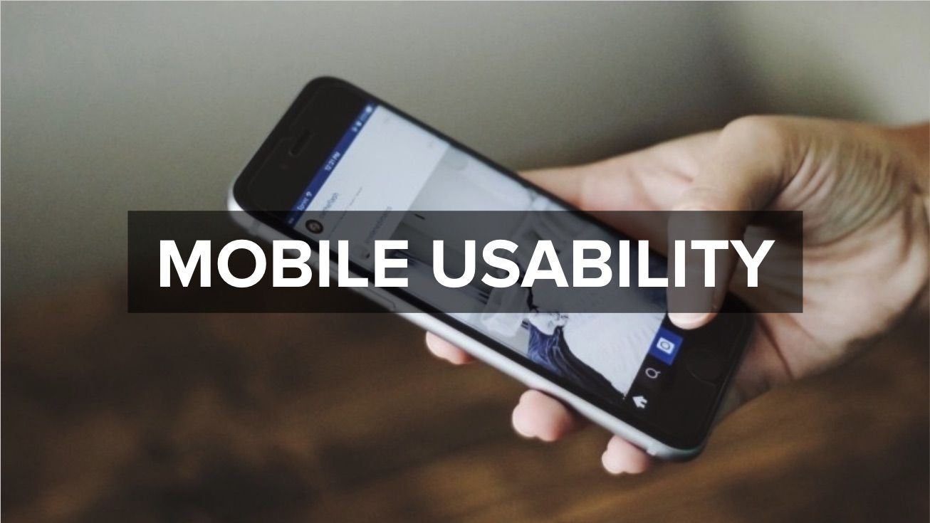 A mobile phone with the title 'Mobile Usability'
