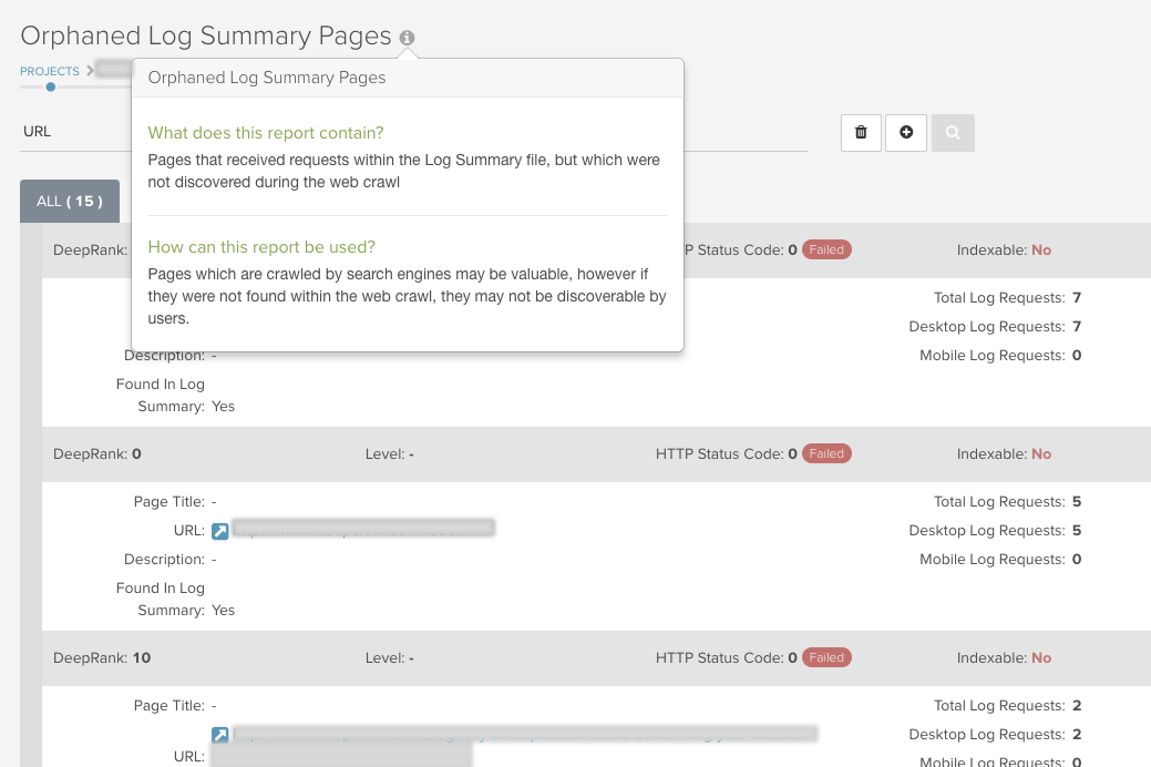 orphaned log summary report