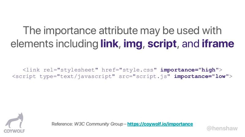 Chrome Priority Hints 'importance' attribute