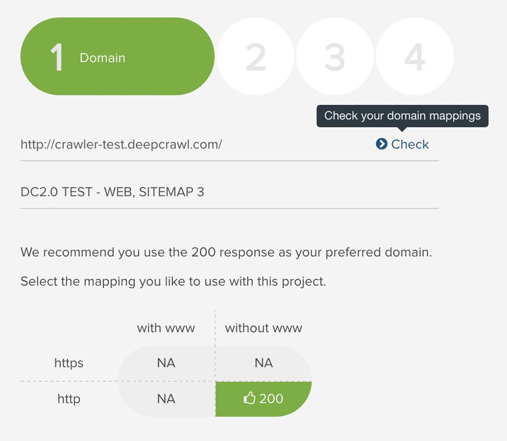 DeepCrawl domain mapping