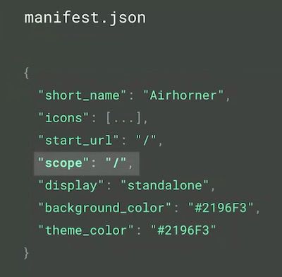 Specify PWA URL scope in the code