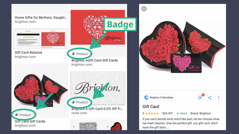 Product badge Google Image search
