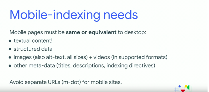 mobile-first indexing requirements