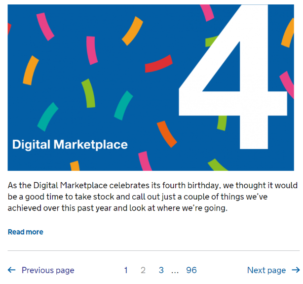 Example of pagination on Government website