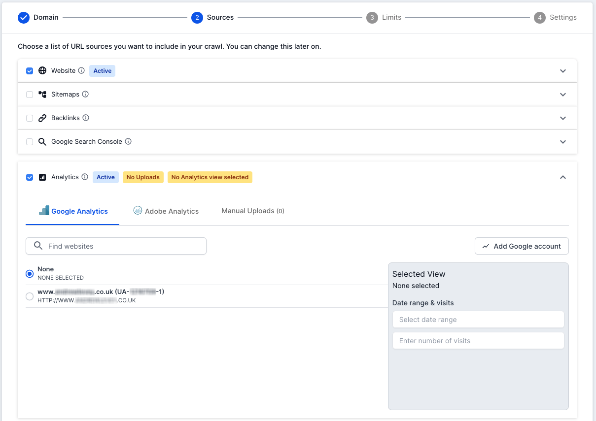 Lumar - Google Analytics Setup