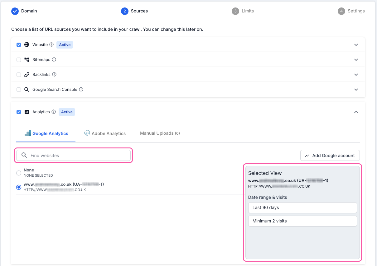 Lumar - Google Analytics Setup - Select View