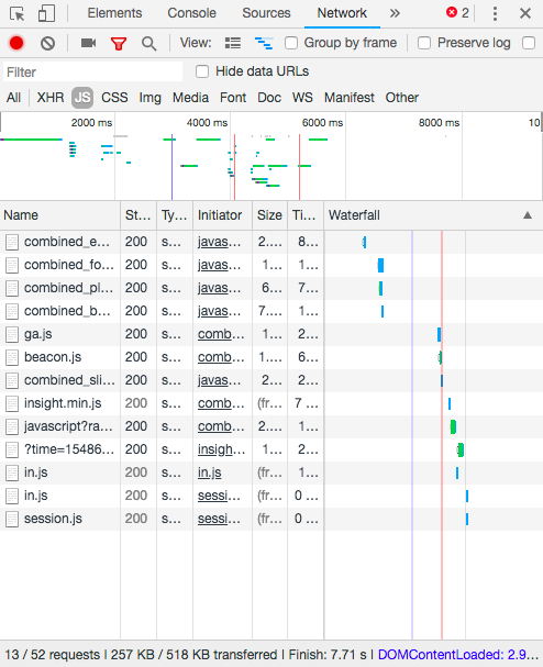 Chrome DevTools network tab