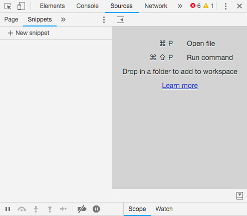 Chrome DevTools snippets tab