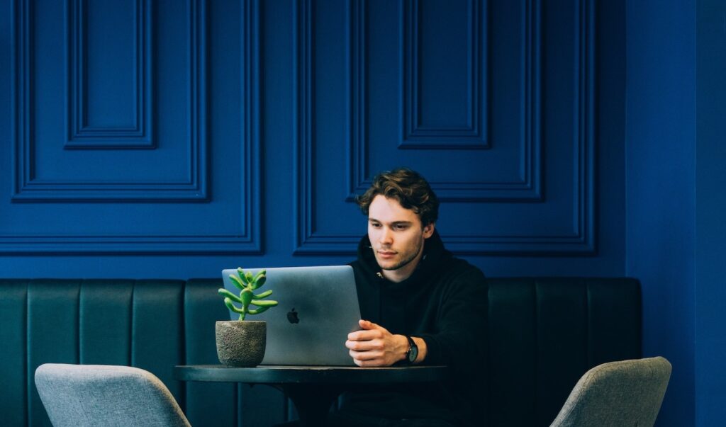 Man working on a laptop