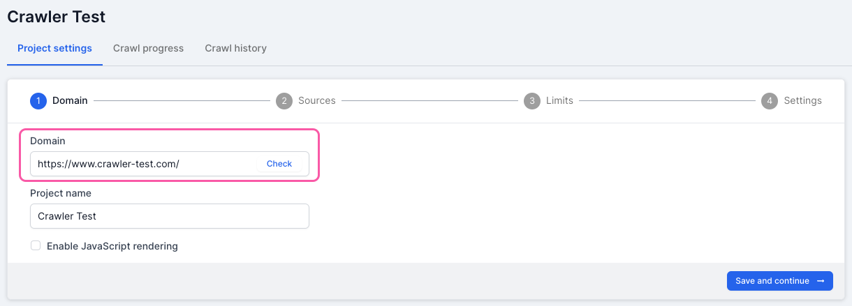 Lumar - Crawl Setup - Primary Domain