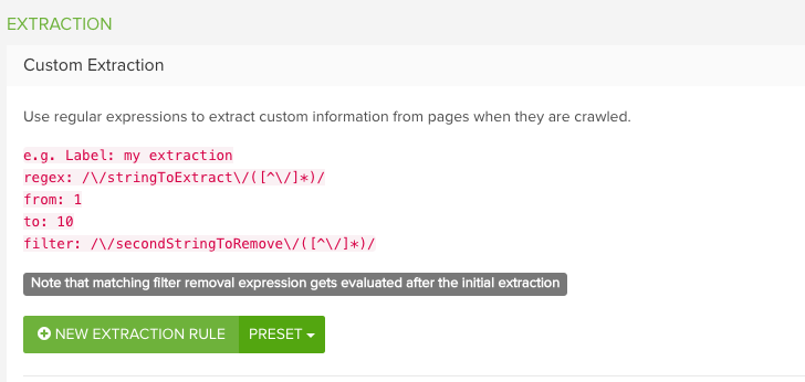 DeepCrawl Custom Extraction