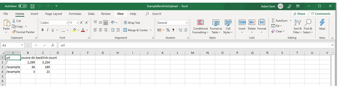 Backlink data CSV example