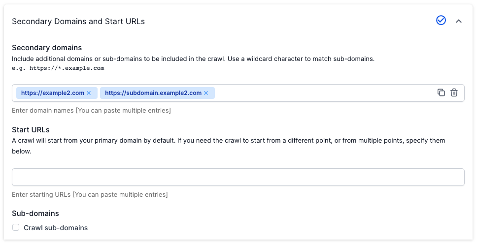 Crawling subdomains in Lumar - Add secondary domains