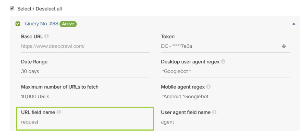 Query Builder URL Field Name