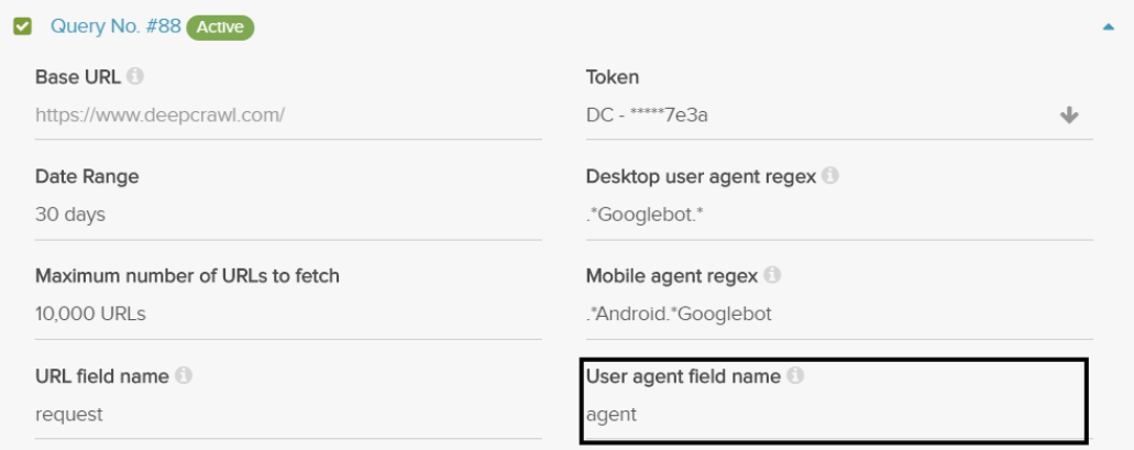 Query Builder User Agent Field Name