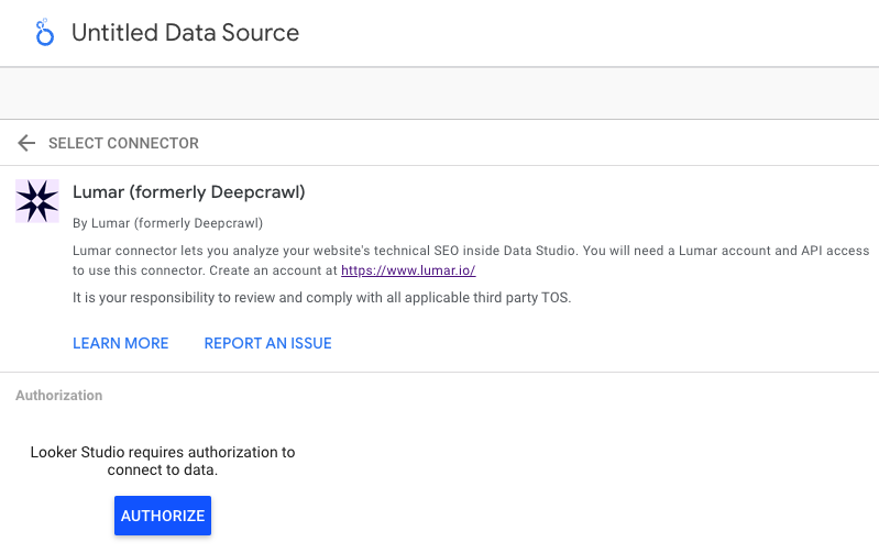 Lumar Google Data Studio Connector