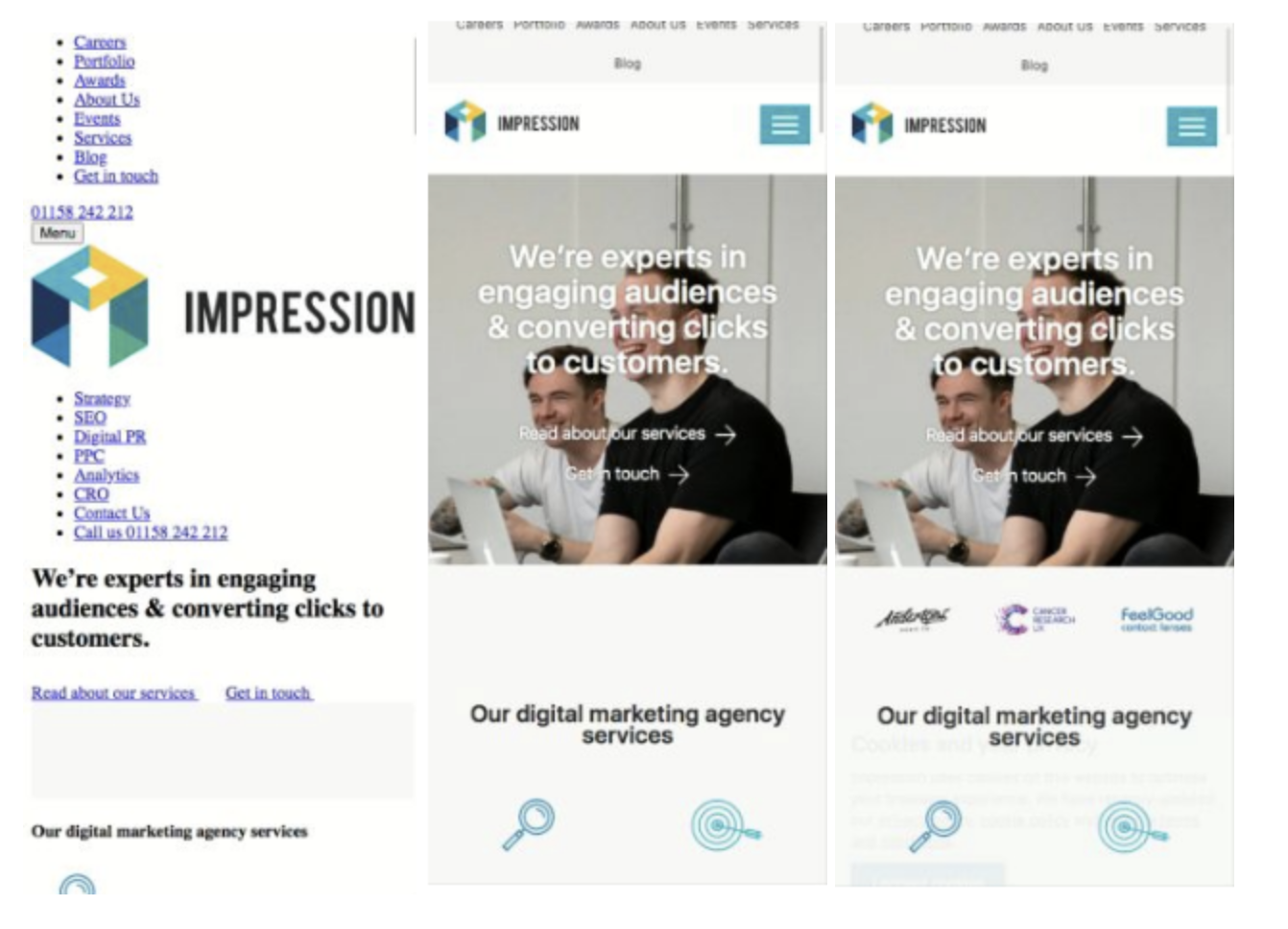 Impression mobile website LCP