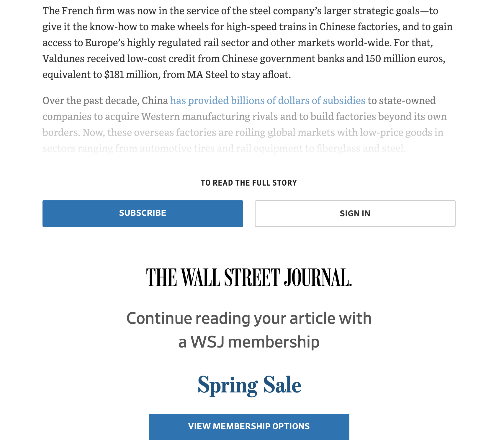 Wall Street Journal Paywall