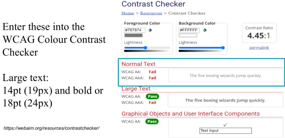 WCAG colour contrast checker