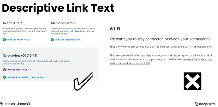 ensure your navigation is accessible by ensuring descriptive link text is clear, logical and descriptive