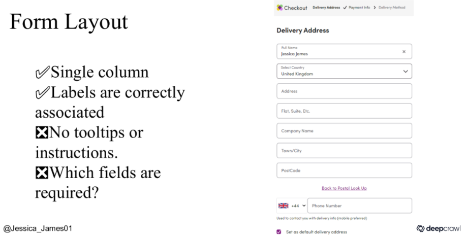 forms should be single column and clearly labelled