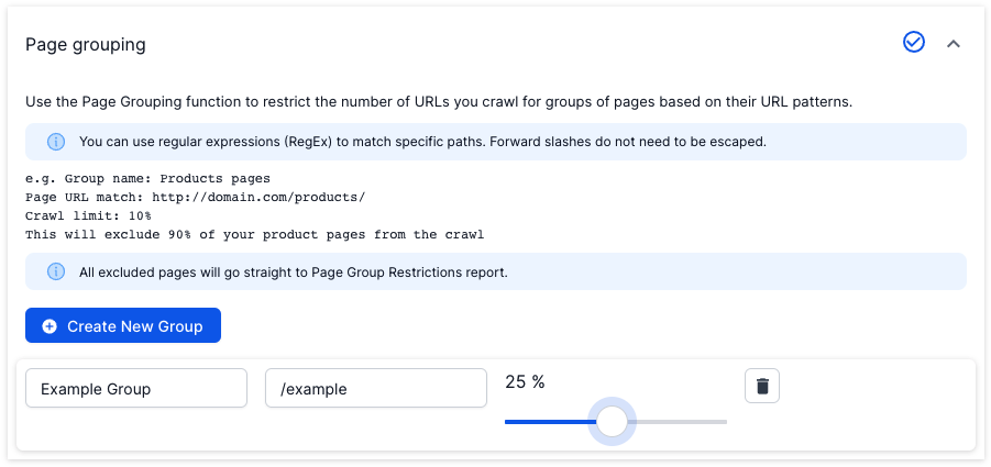 Add crawl limits for groups of pages in Lumar