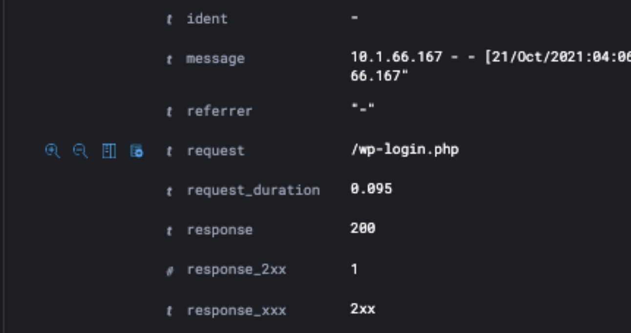 Logz.io log file detailed data page - identify the URL