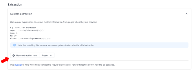 Step 2 - set up new extraction rule