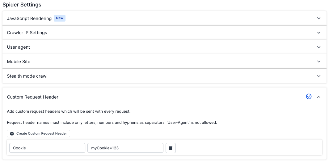 Deepcrawl product update - Custom request header settings