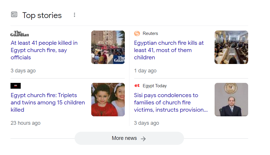example of news article rich result snippets in google top stories section